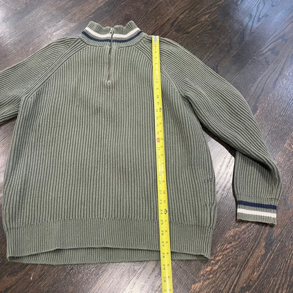 J Crew Ribbed Cotton Half Zip Sweater Green Knit Men's XL Mock‎ Neck Preppy